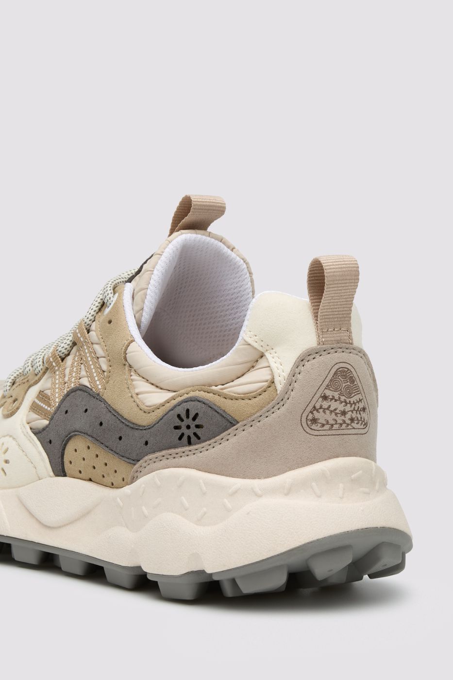 YAMANO 3 UNI KAISO Faux suede and technical fabric high-top sneakers - Cream white