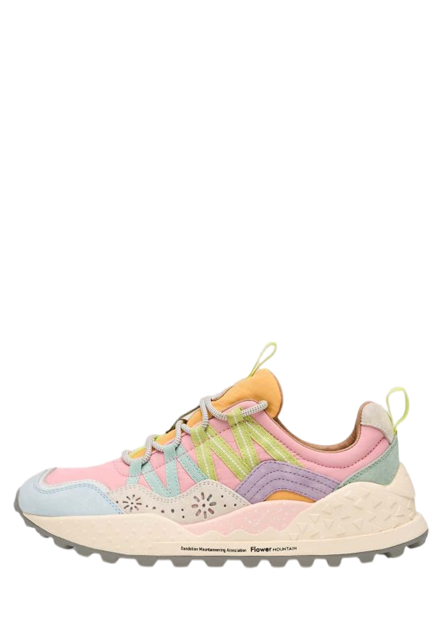 WASHI WOMAN Suede and technical fabric sneakers - Pink-Light blue