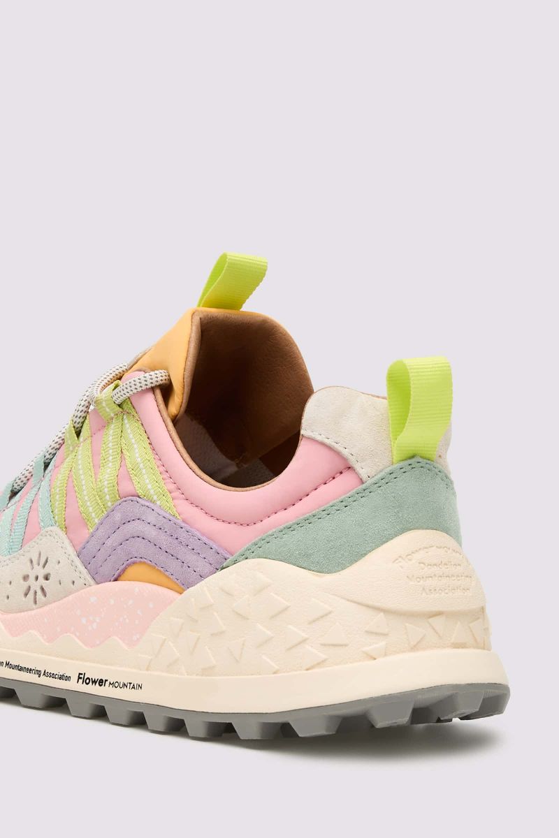 WASHI WOMAN Suede and technical fabric sneakers - Pink-Light blue