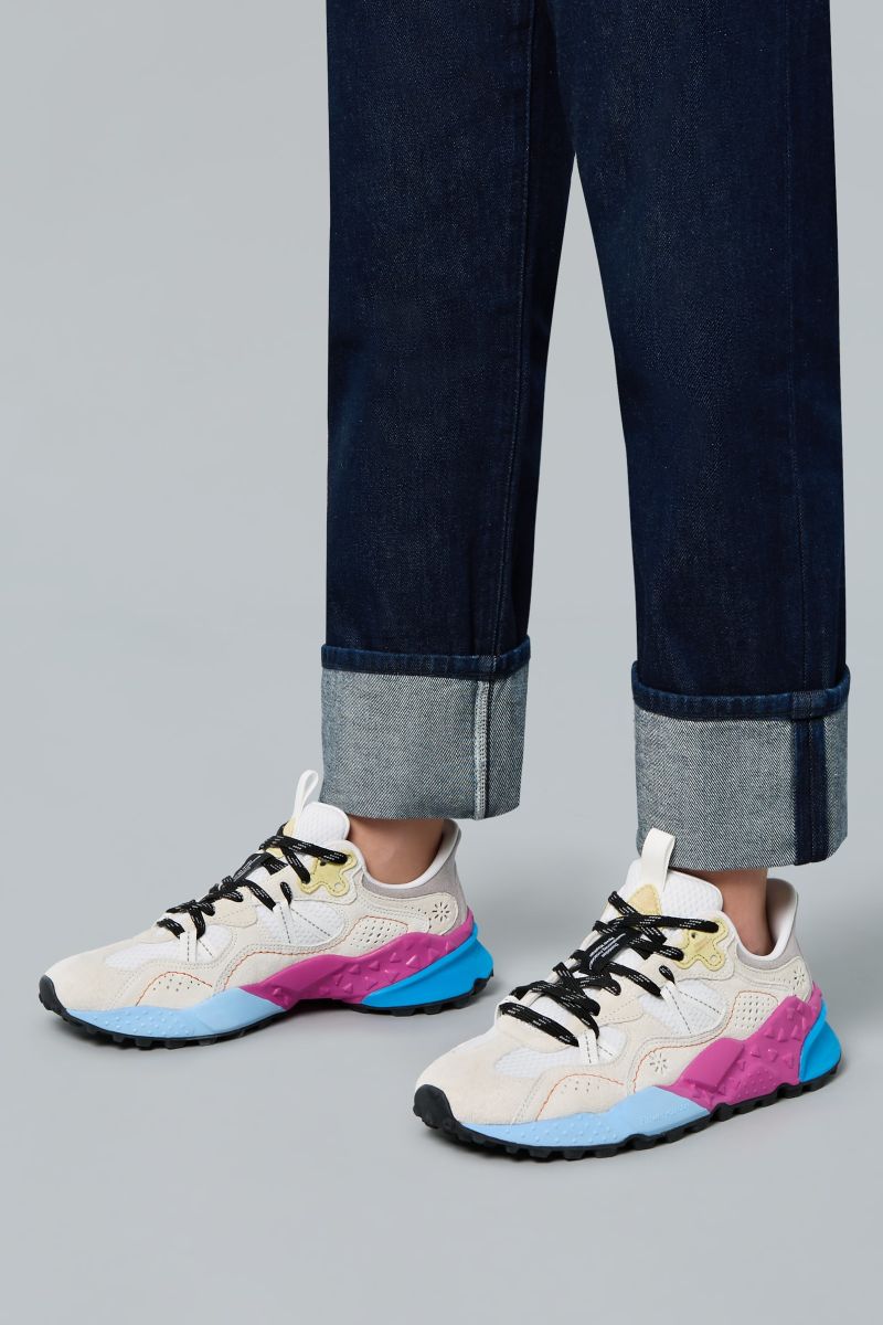 TIGER HILL UNI Suede and fabric sneakers - White-Beige
