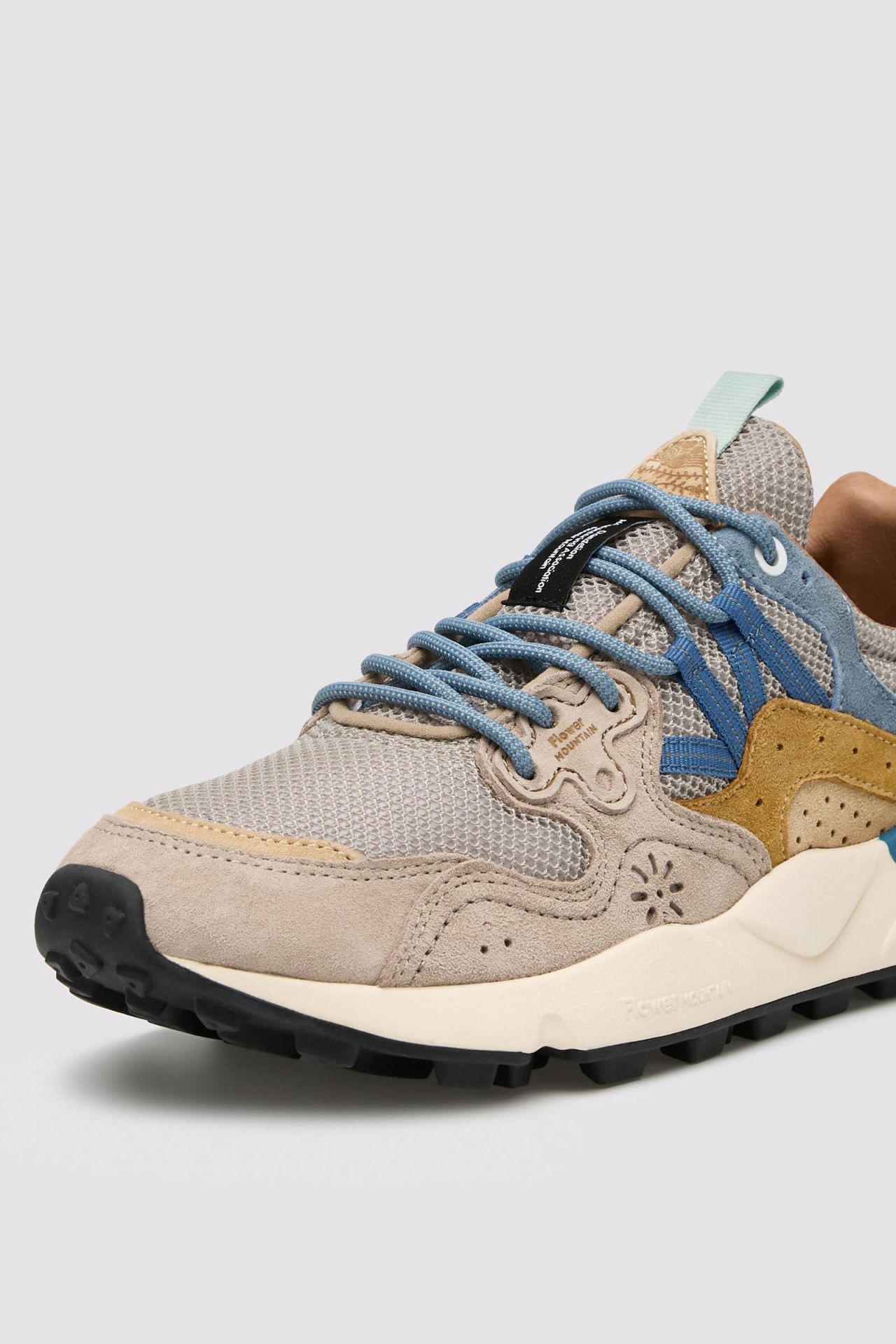 YAMANO 3 MAN Fabric and suede sneakers - Grey-Beige