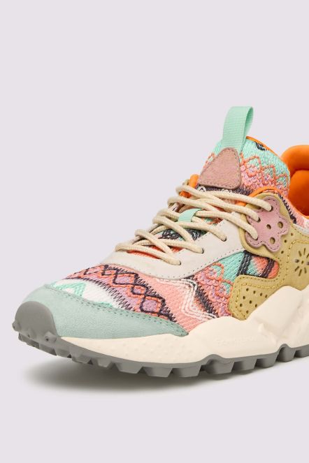 KOTETSU WOMAN Suede and fabric sneakers - Pink-Green