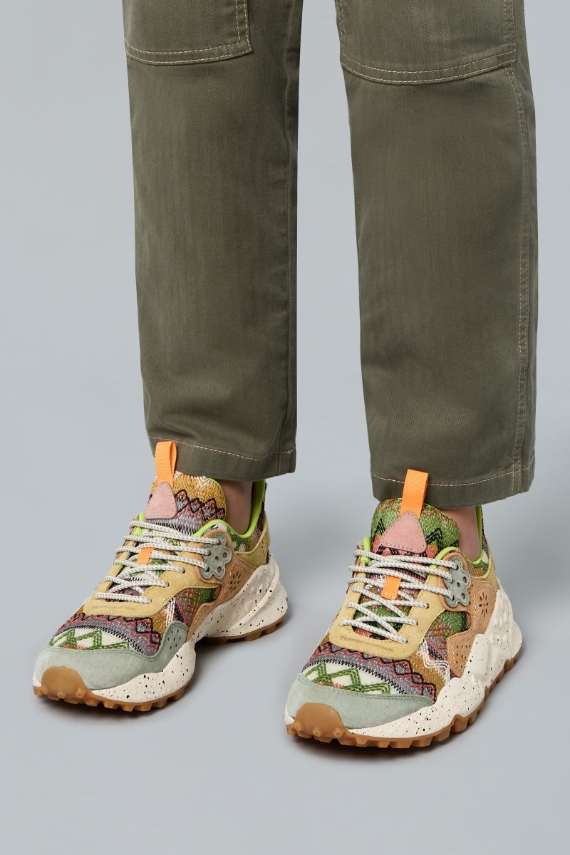 KOTETSU WOMAN Suede and fabric sneakers - Peach
