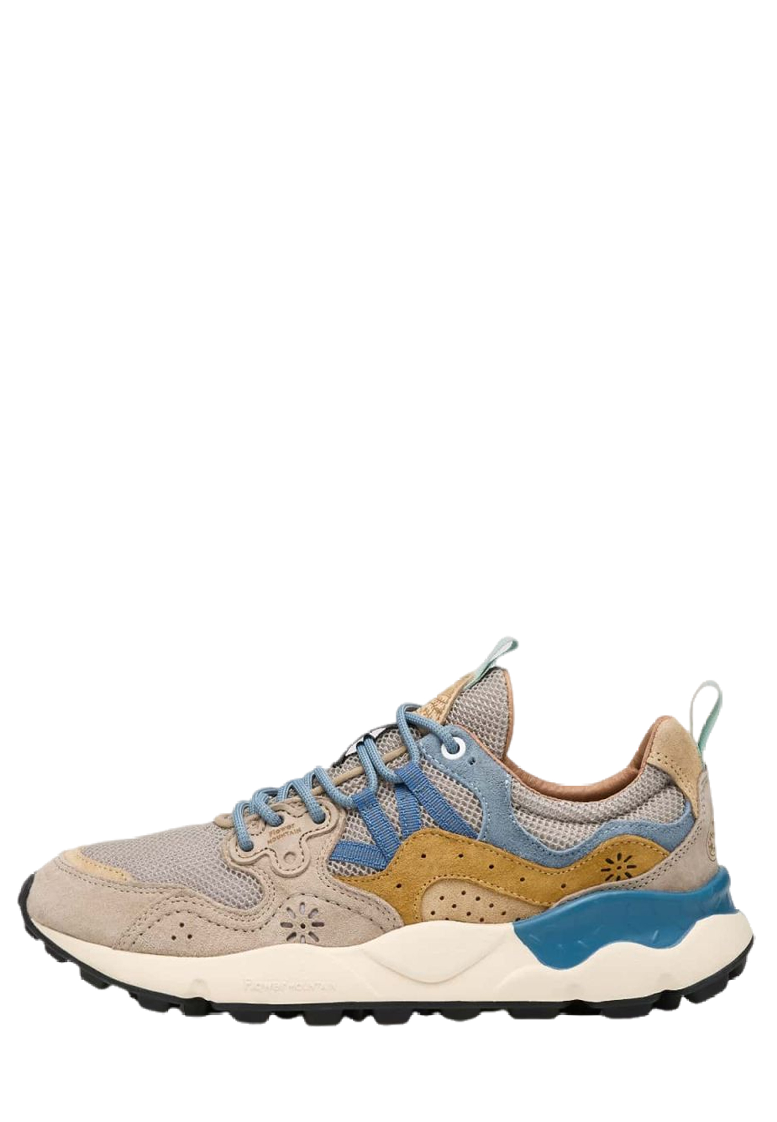 YAMANO 3 MAN Fabric and suede sneakers - Grey-Beige