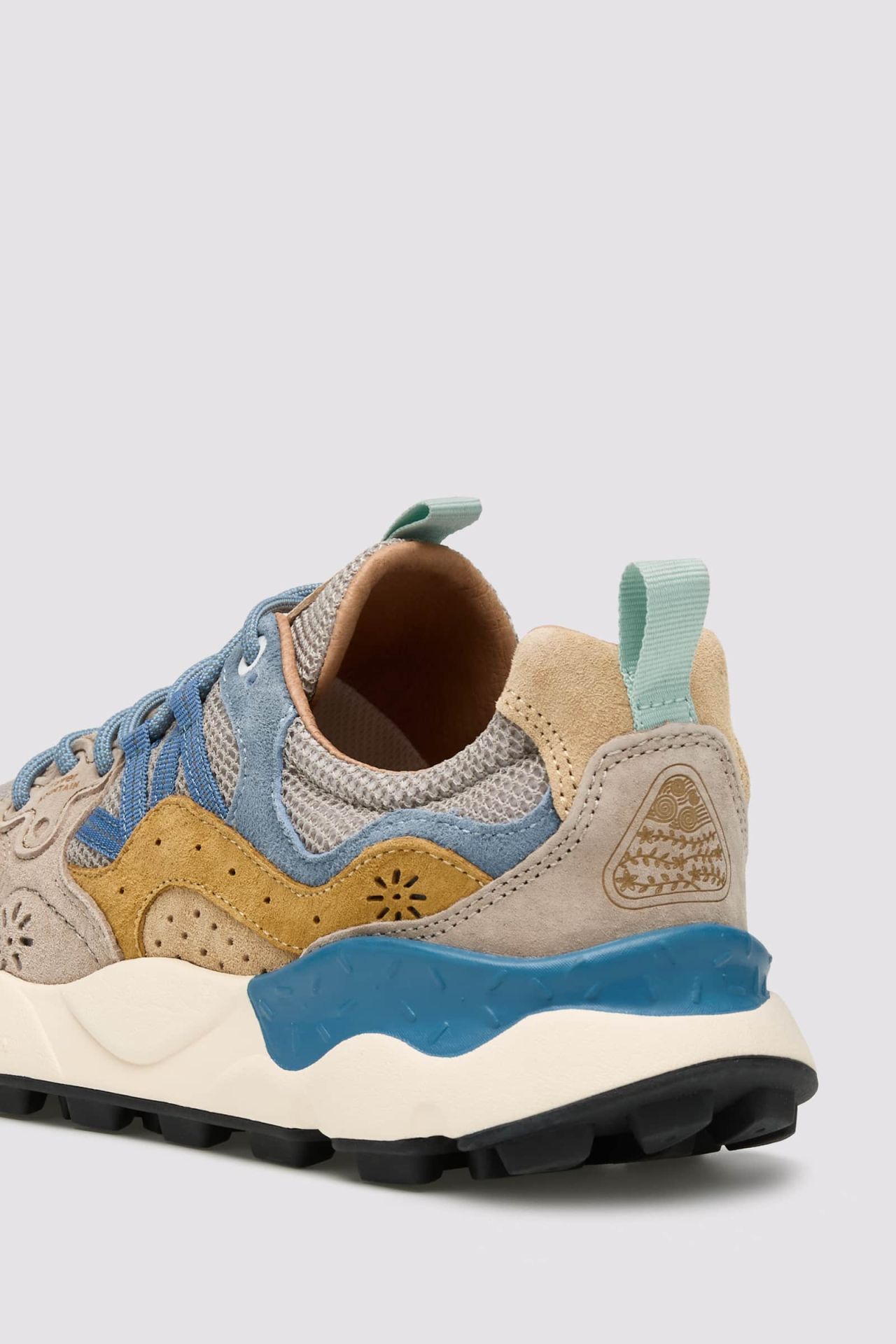 YAMANO 3 MAN Fabric and suede sneakers - Grey-Beige