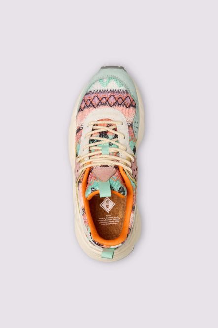 KOTETSU WOMAN Suede and fabric sneakers - Pink-Green