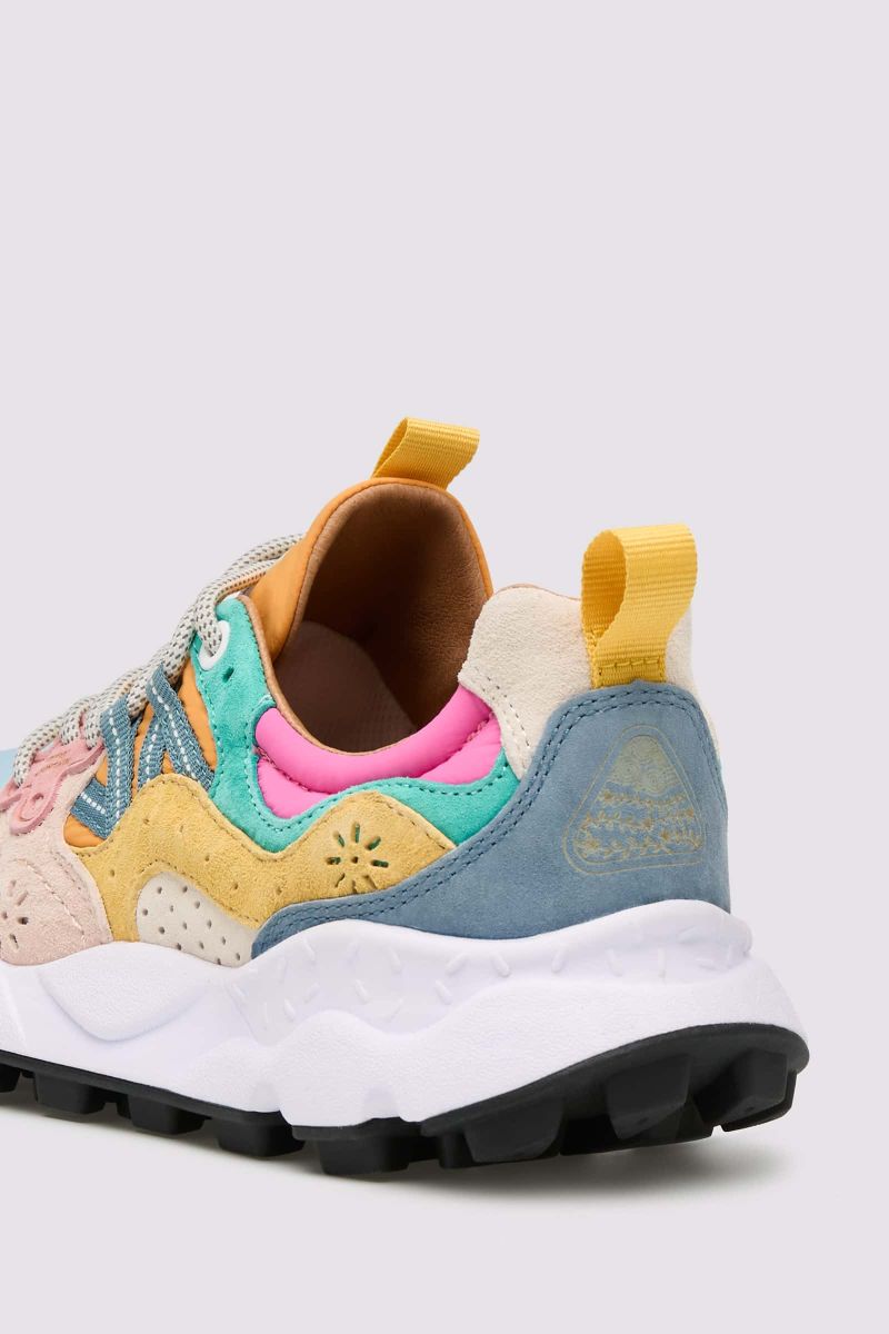 YAMANO 3 WOMAN Suede and technical fabric sneakers - Pink-Light Blue