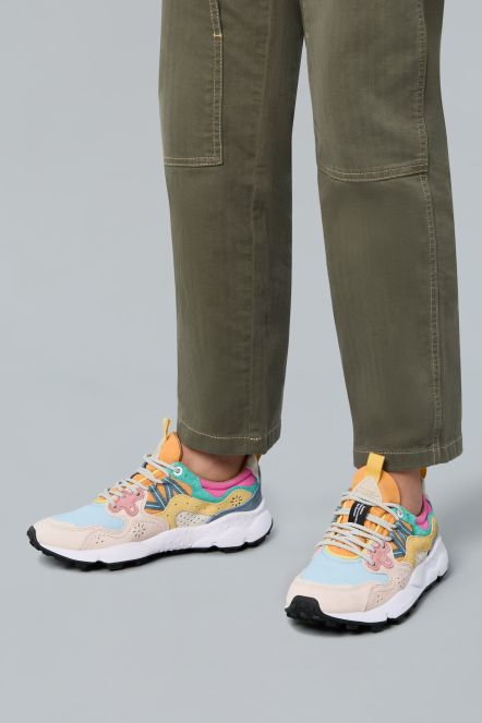 YAMANO 3 WOMAN Suede and technical fabric sneakers - Pink-Light Blue