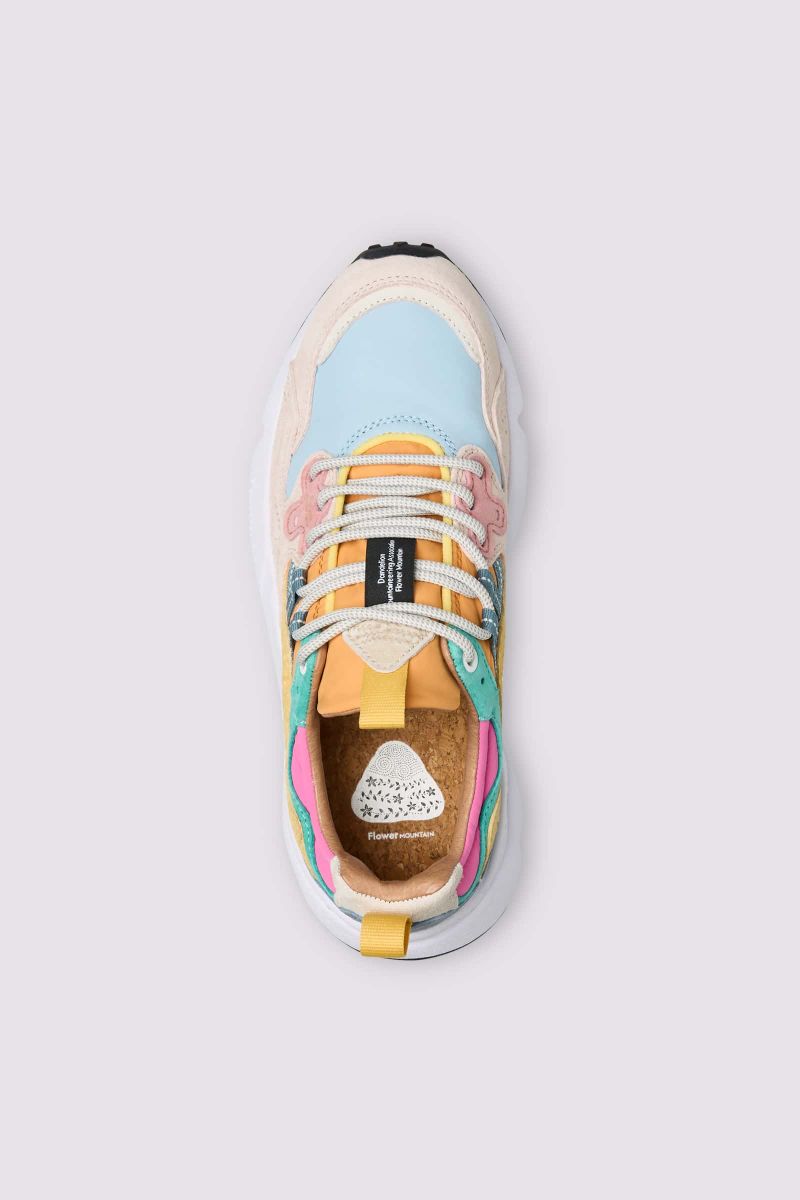YAMANO 3 WOMAN Suede and technical fabric sneakers - Pink-Light Blue