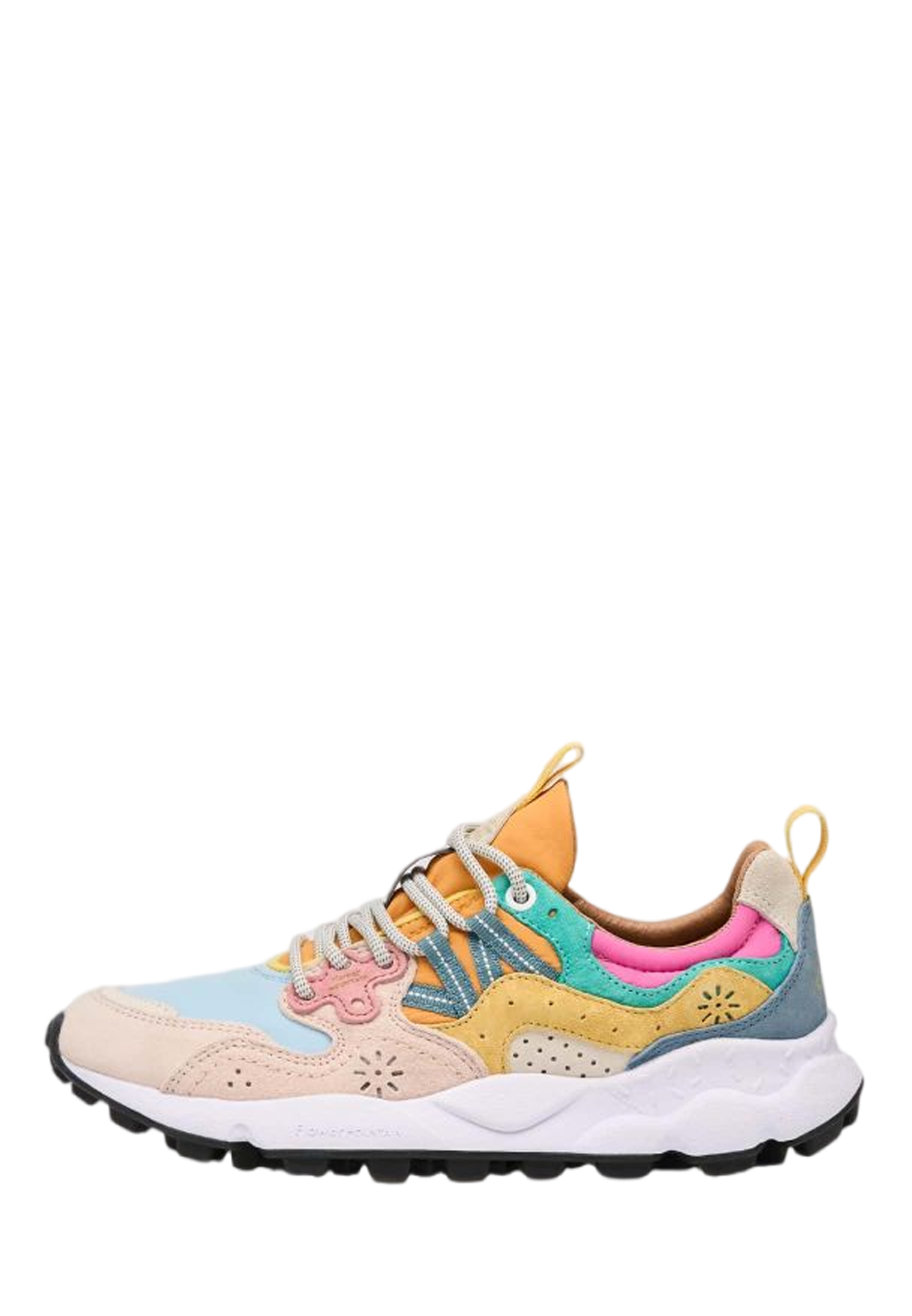 YAMANO 3 WOMAN Suede and technical fabric sneakers - Pink-Light Blue