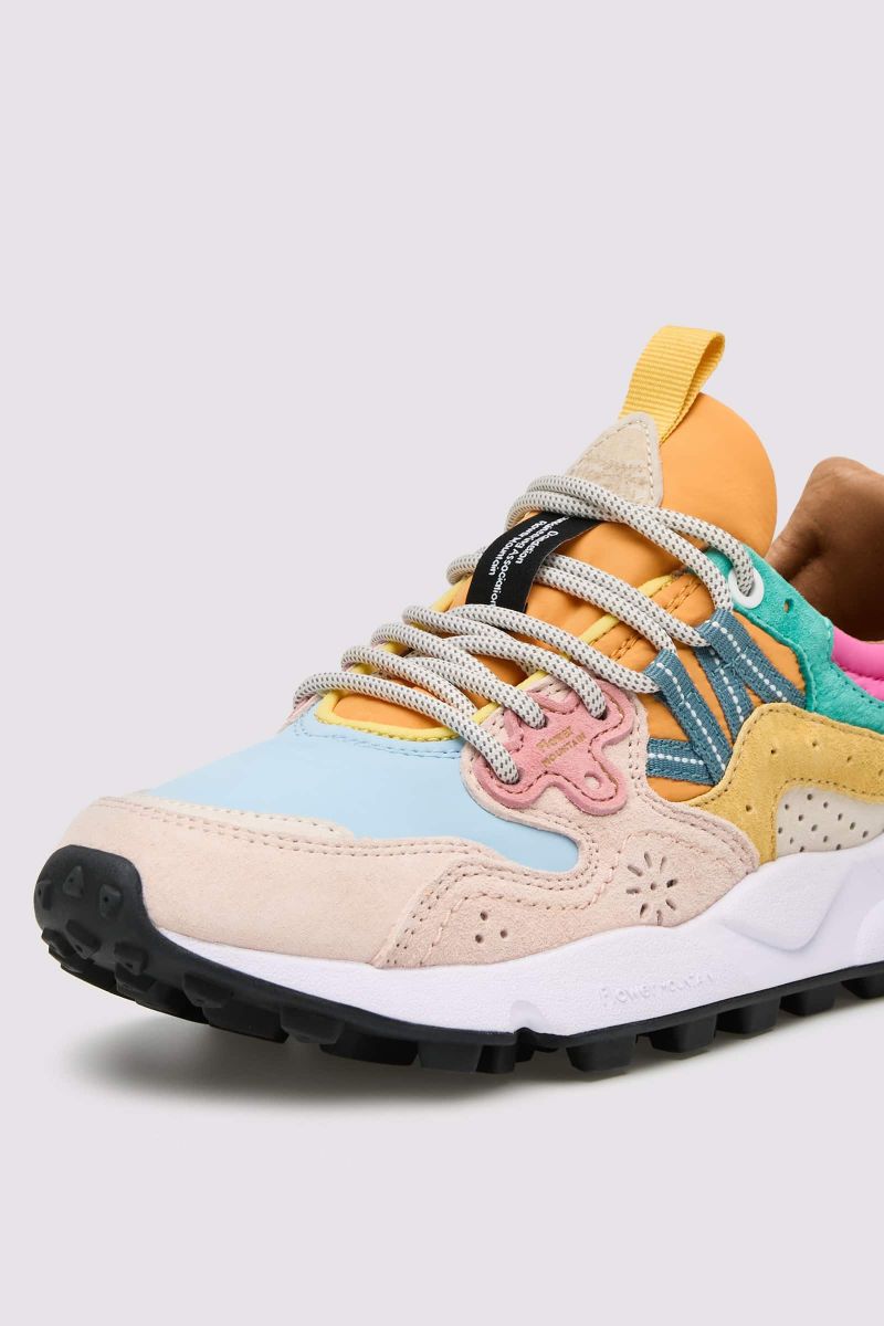 YAMANO 3 WOMAN Suede and technical fabric sneakers - Pink-Light Blue