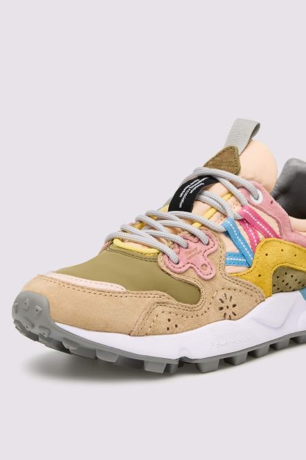 YAMANO 3 WOMAN Suede and technical fabric sneakers - Pink-Green