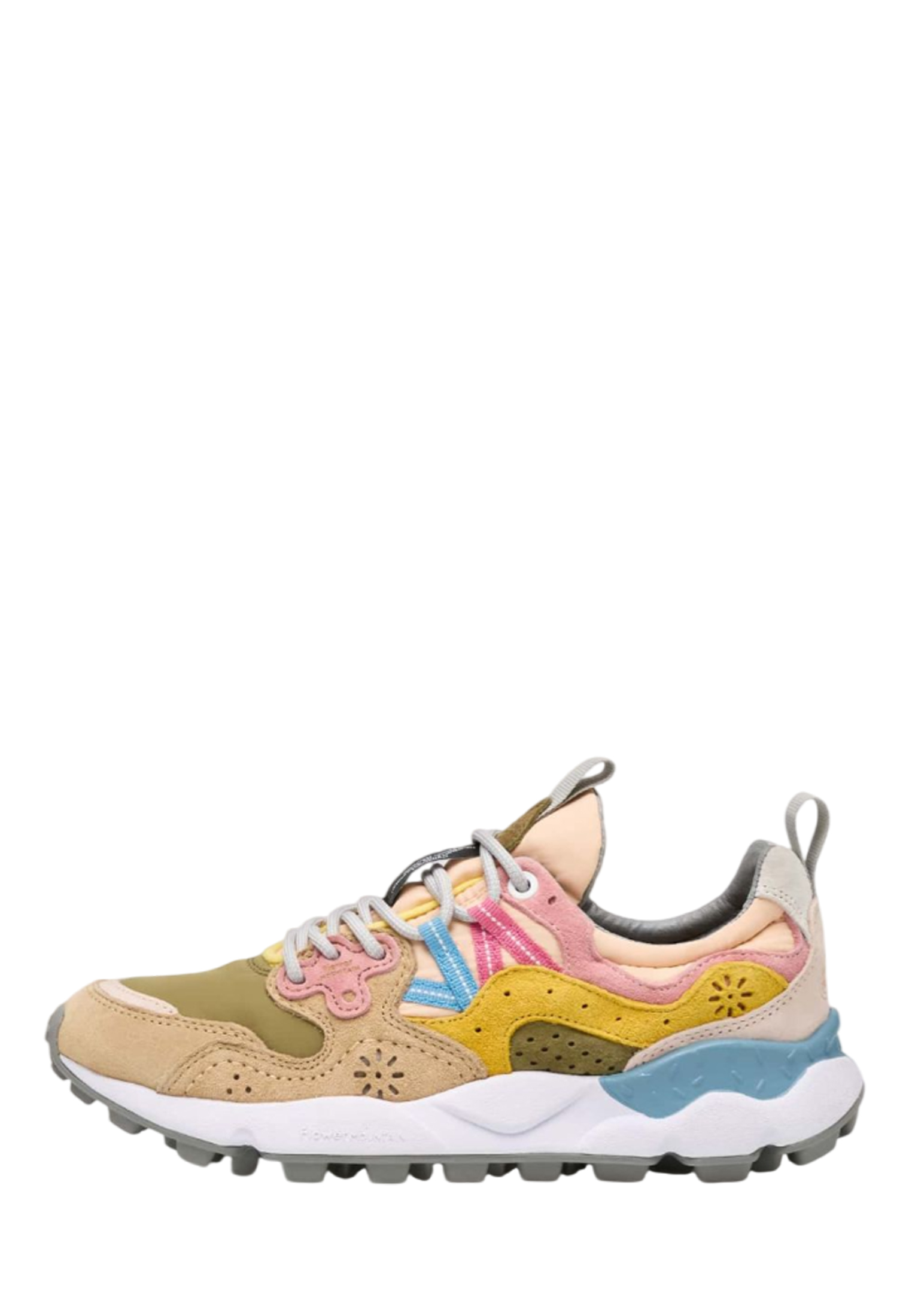 YAMANO 3 WOMAN Suede and technical fabric sneakers - Pink-Green