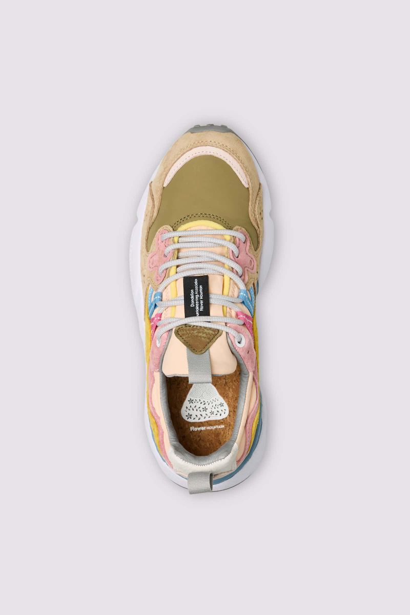 YAMANO 3 WOMAN Suede and technical fabric sneakers - Pink-Green