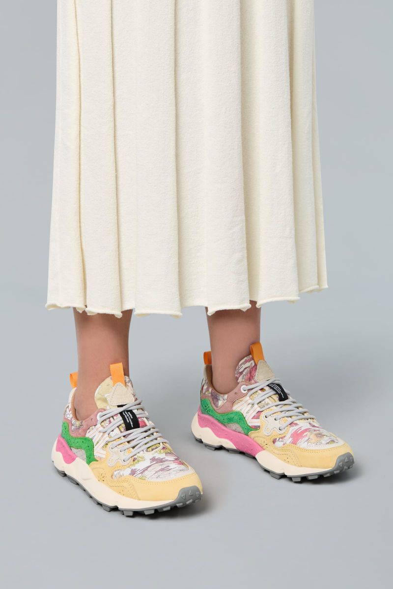 YAMANO 3 WOMAN Fabric and suede sneakers - Yellow