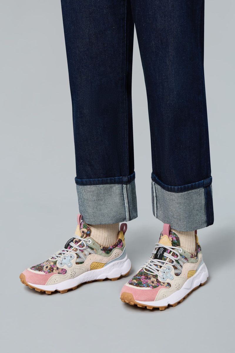YAMANO 3 WOMAN Fabric and suede sneakers - Beige-Pink