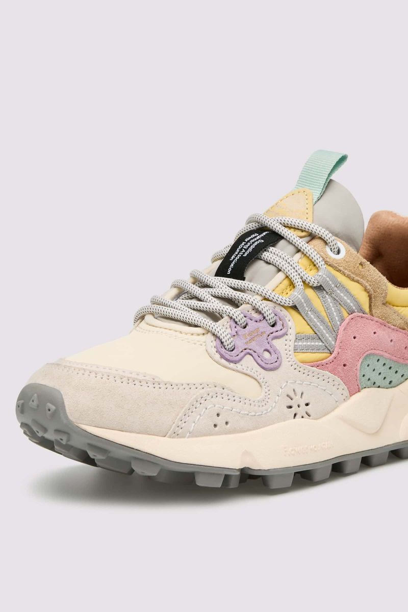 YAMANO 3 WOMAN Suede and technical fabric sneakers - Beige-Grey