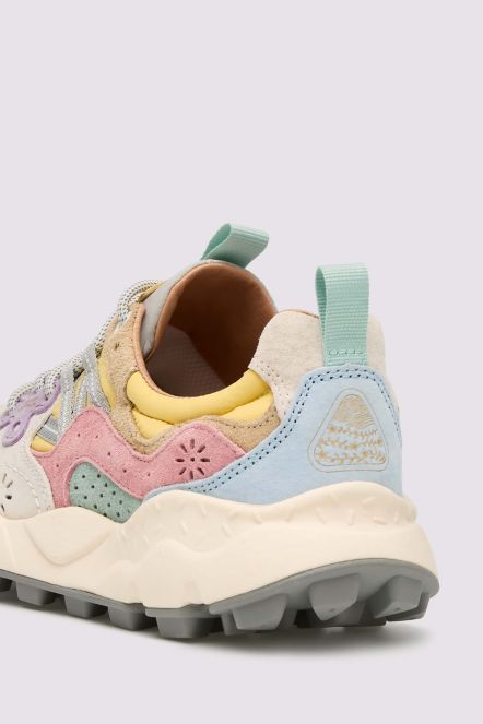 YAMANO 3 WOMAN Suede and technical fabric sneakers - Beige-Grey