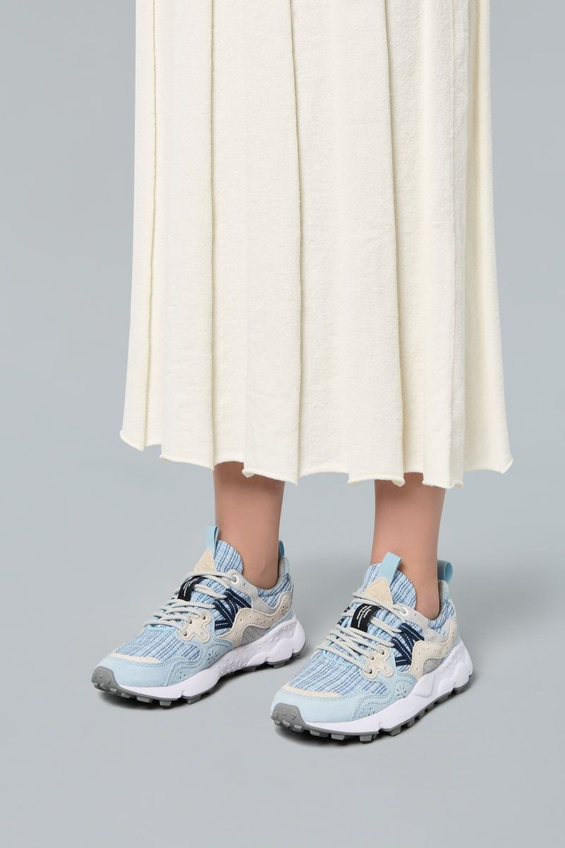 YAMANO 3 WOMAN Fabric and suede sneakers - Light blue