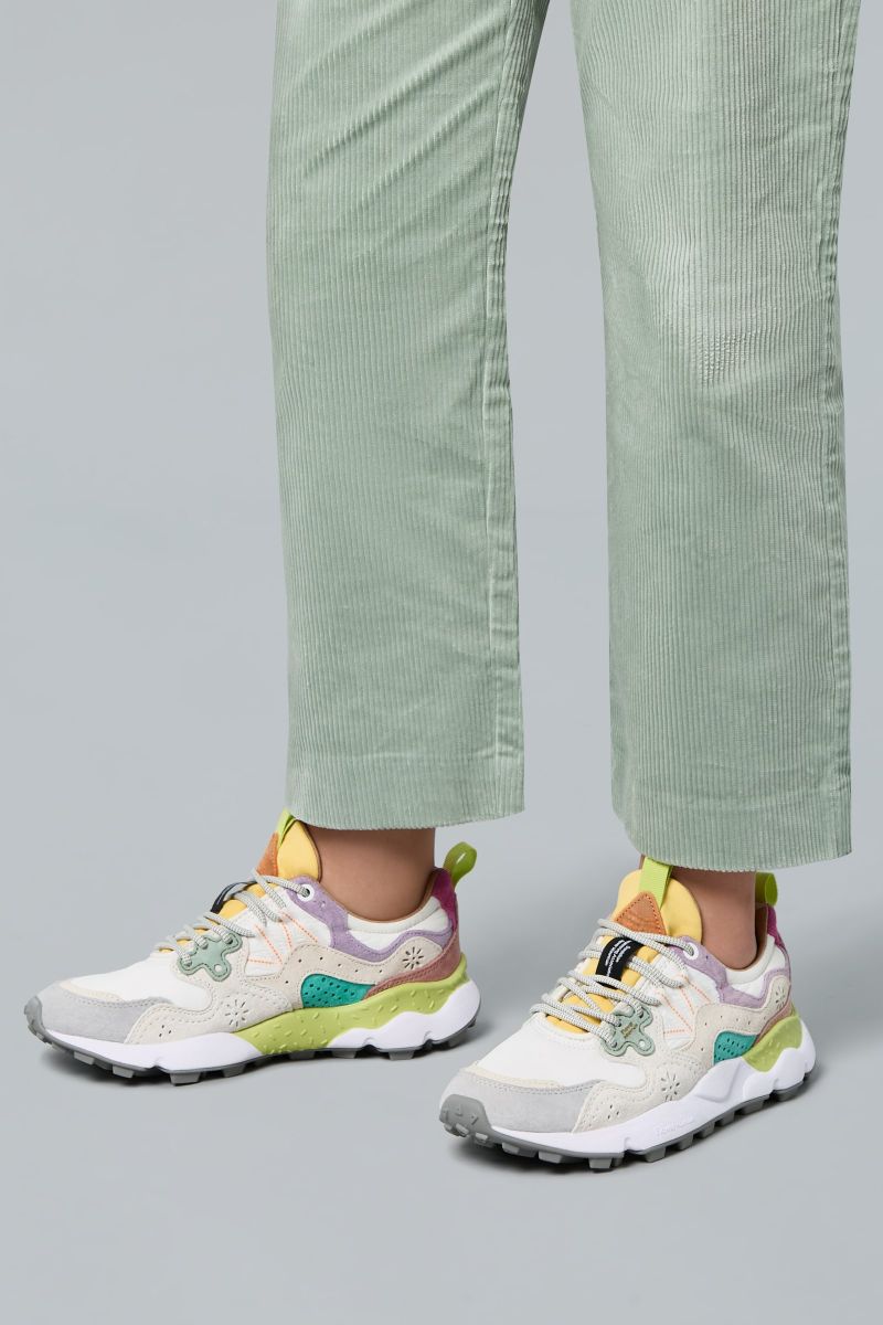 YAMANO 3 WOMAN Suede and technical fabric sneakers - White-Lilac