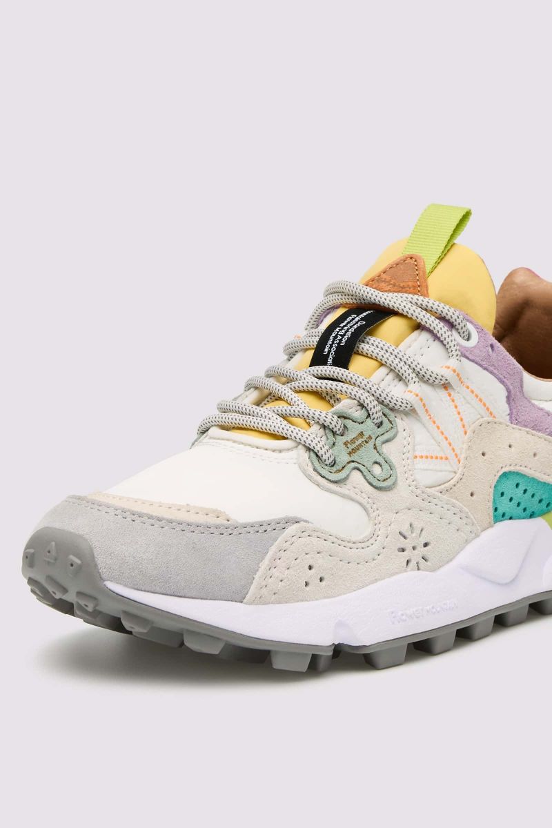 YAMANO 3 WOMAN Suede and technical fabric sneakers - White-Lilac