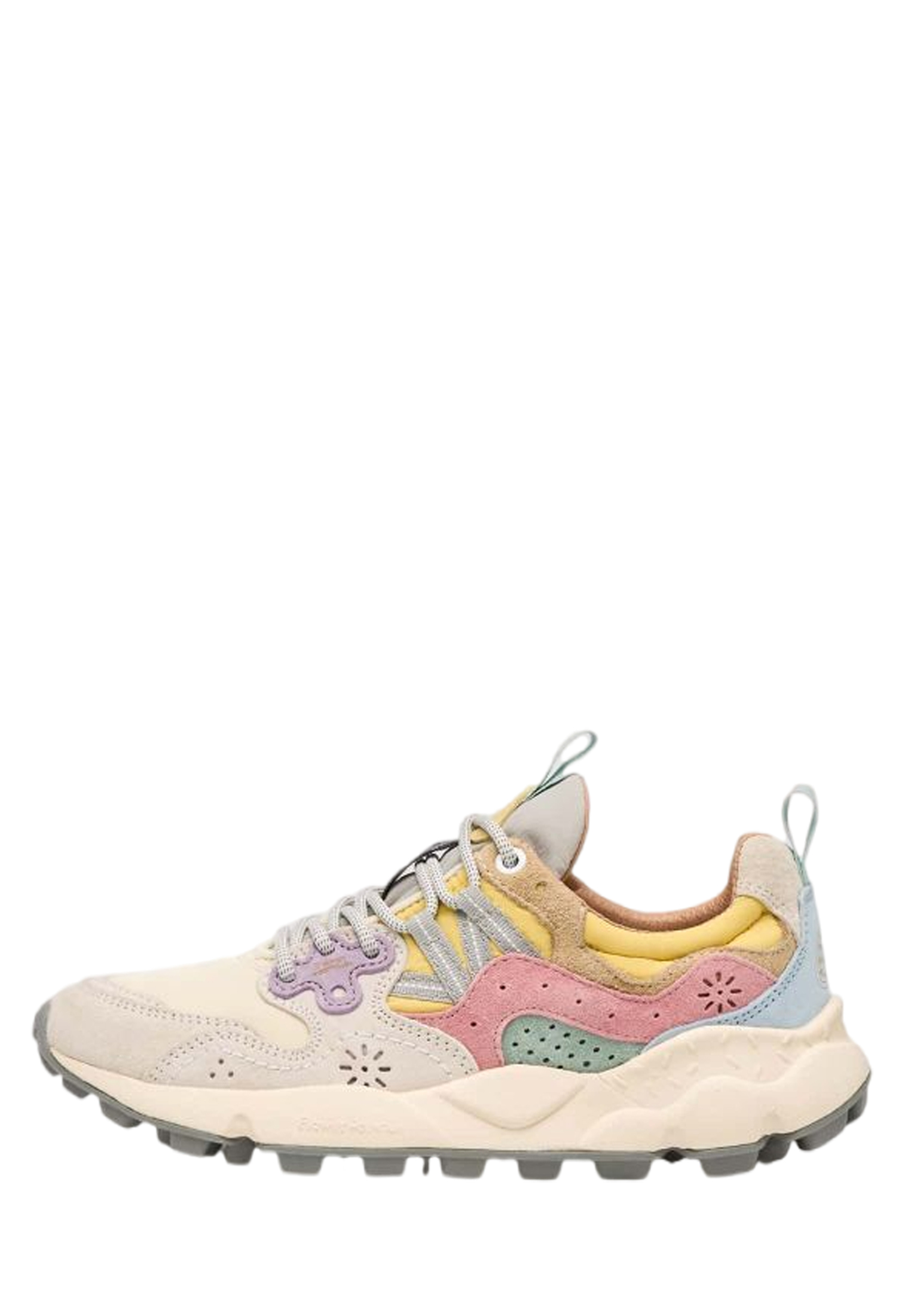 YAMANO 3 WOMAN Suede and technical fabric sneakers - Beige-Grey