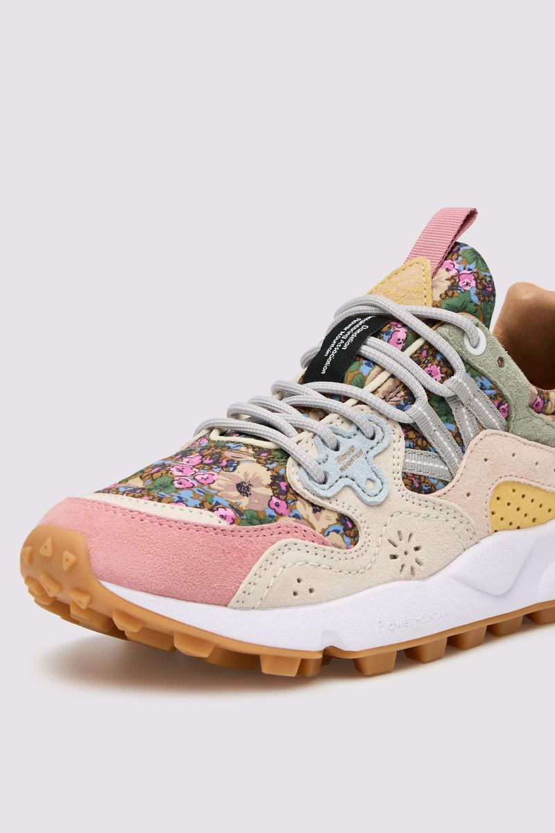 YAMANO 3 WOMAN Fabric and suede sneakers - Beige-Pink