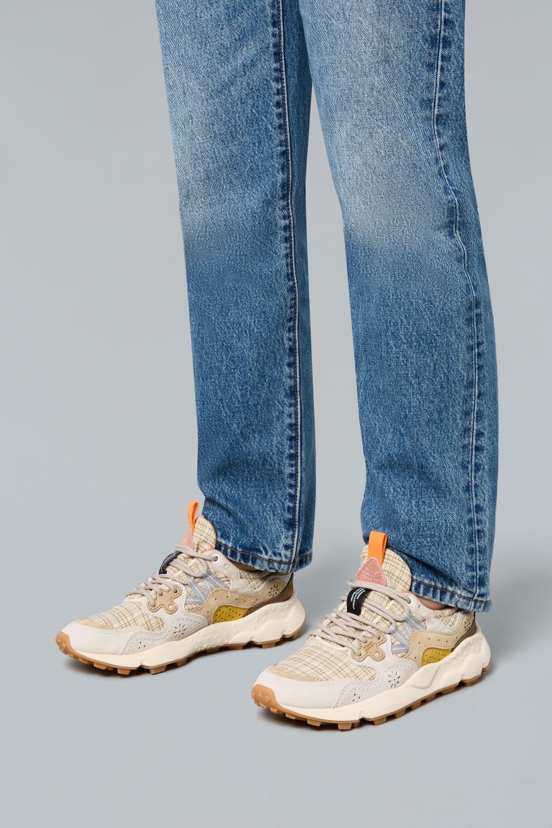 YAMANO 3 WOMAN Fabric and suede sneakers - Beige