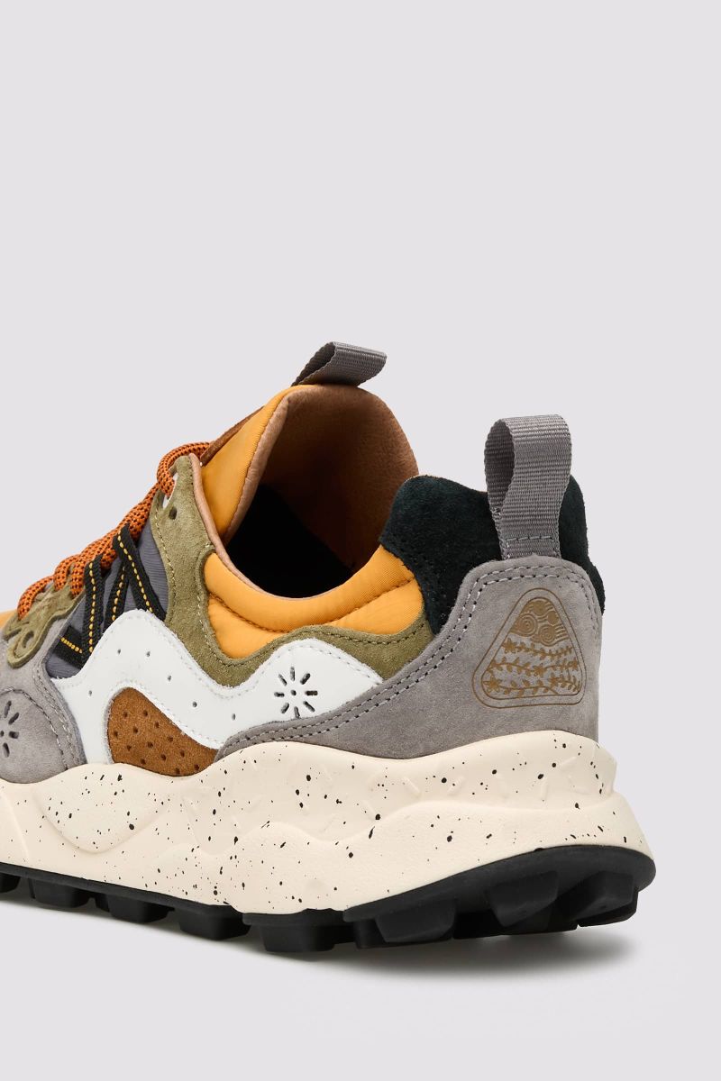 YAMANO 3 MAN Suede and technical fabric sneakers - Yellow