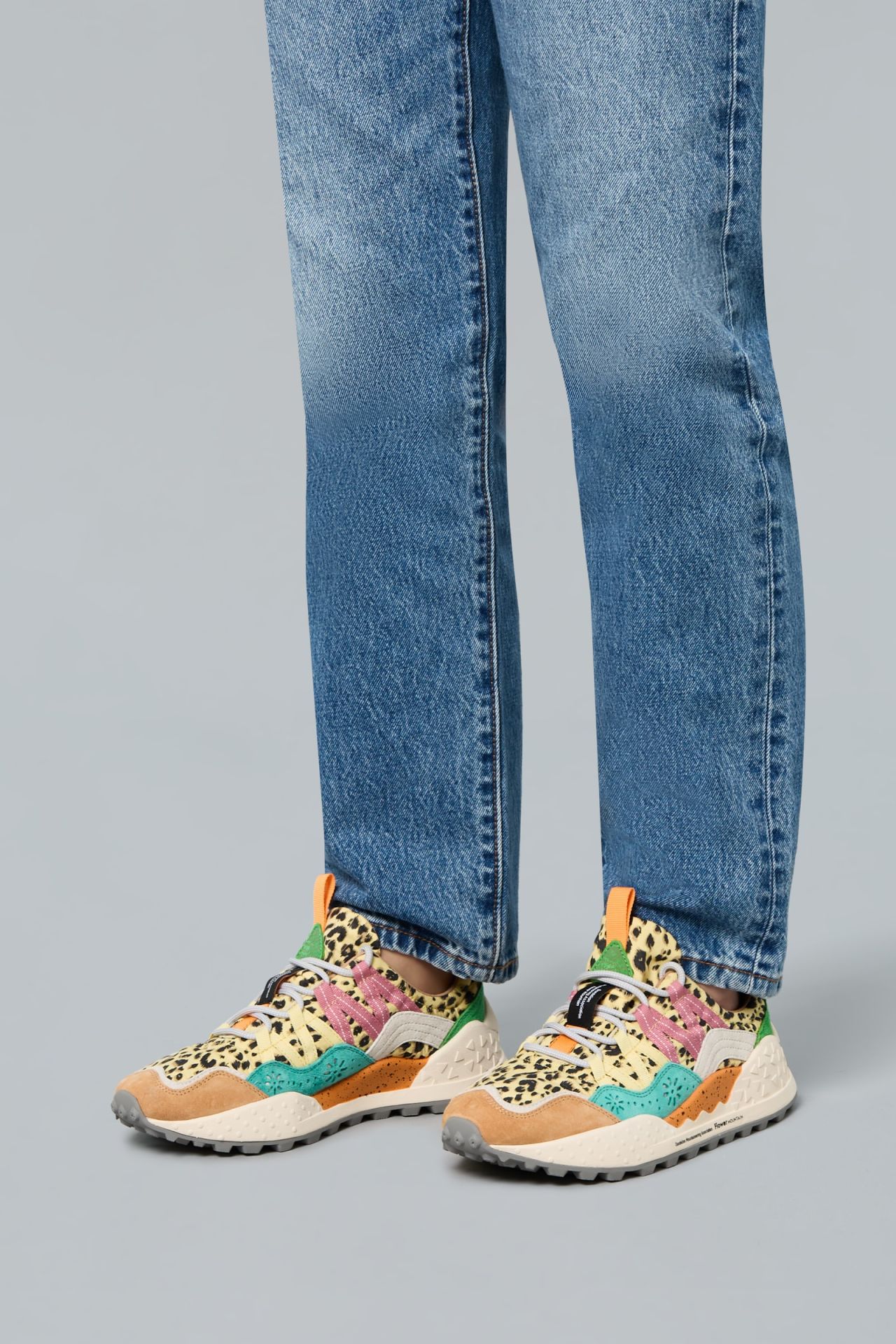 WASHI WOMAN Suede and technical fabric sneakers - Orange