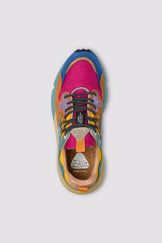 YAMANO 3 UNI Suede and technical fabric sneakers - Fuchsia