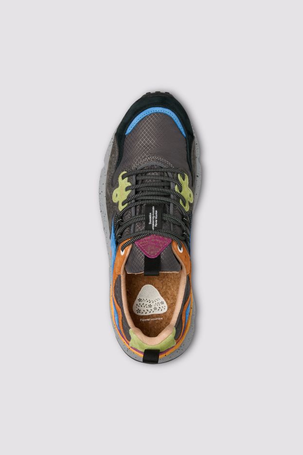 YAMANO 3 MAN Suede and technical fabric sneakers - Charcoal grey