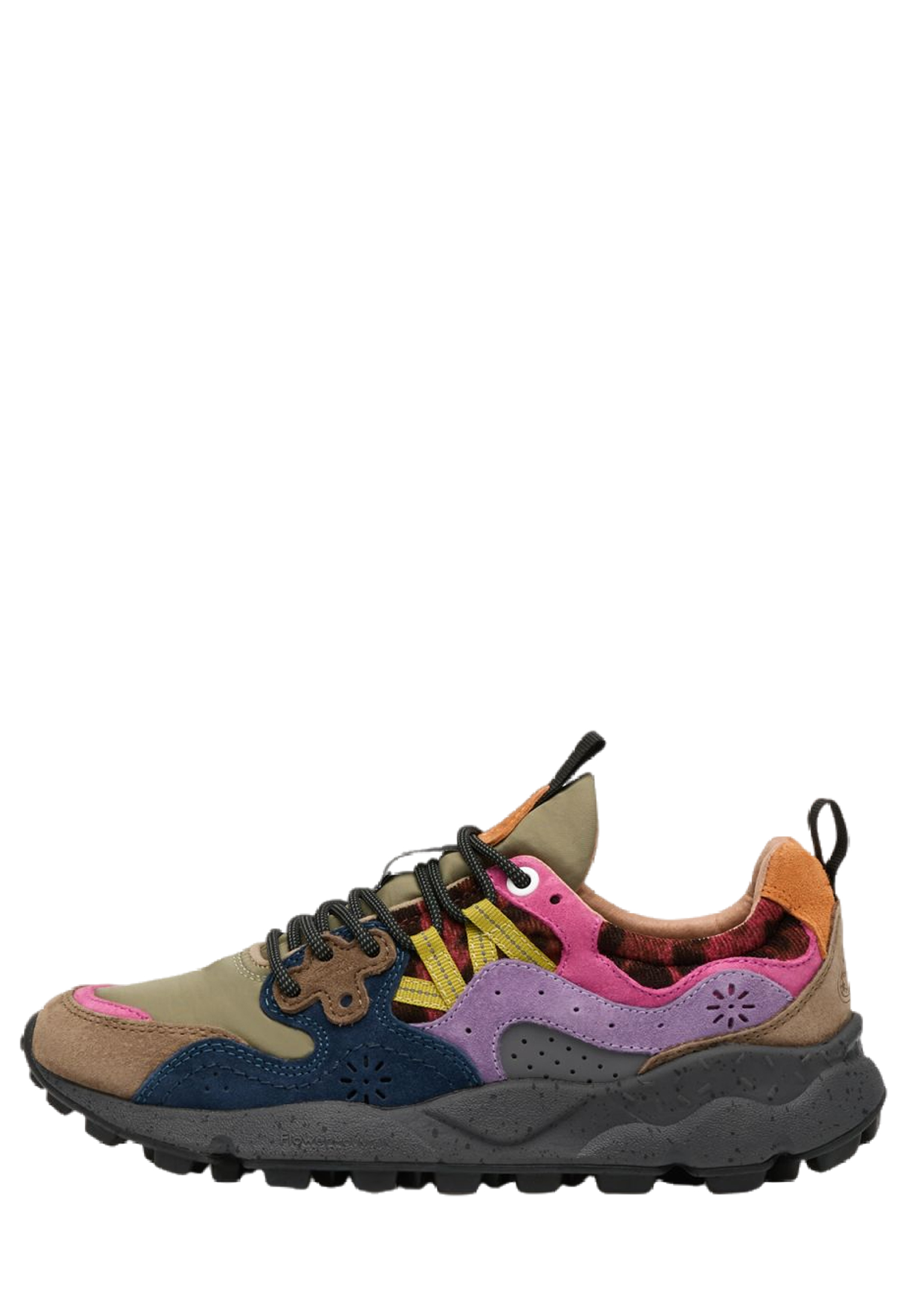 YAMANO 3 WOMAN Suede and technical fabric sneakers - Green-Brown