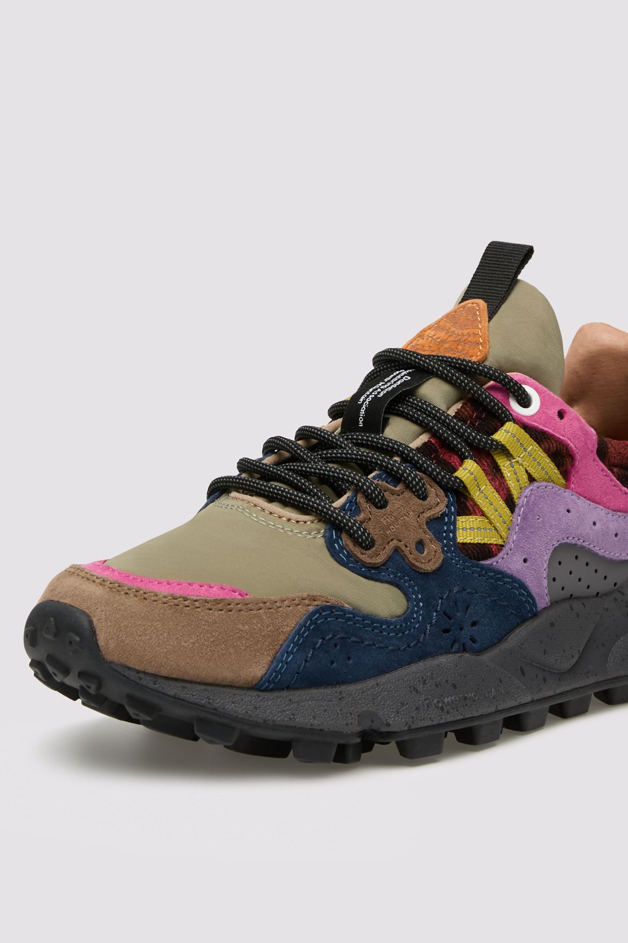 YAMANO 3 WOMAN Suede and technical fabric sneakers - Green-Brown
