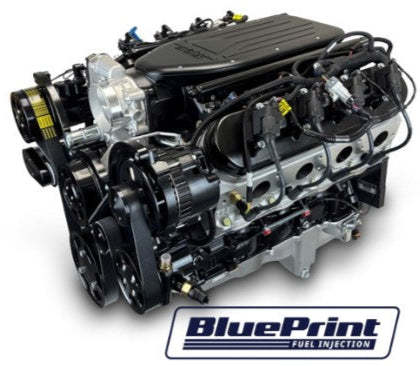 GM LS Compatible 376 c.i. Pro Series Engine - 510 Horsepower - Deluxe Dressed - Black Pulley Kit - BluePrint Engines Calibrated ECU