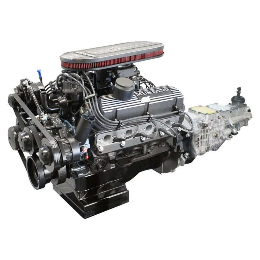 Ford Small Block Compatible 347 c.i. Engine and TKX Manual Transmission - 415 Horsepower - Mustang Edition Builder Series - Black Pulley Kit - Carbureted