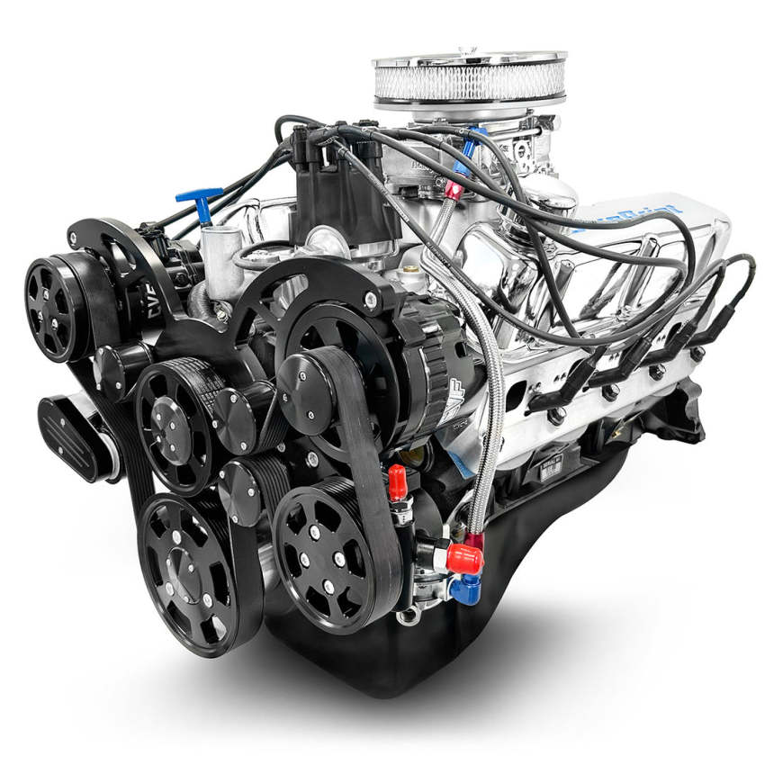 Ford Small Block Compatible 347 c.i. Engine - 415 Horsepower - Deluxe Dressed with Black Pulley Kit - Carbureted