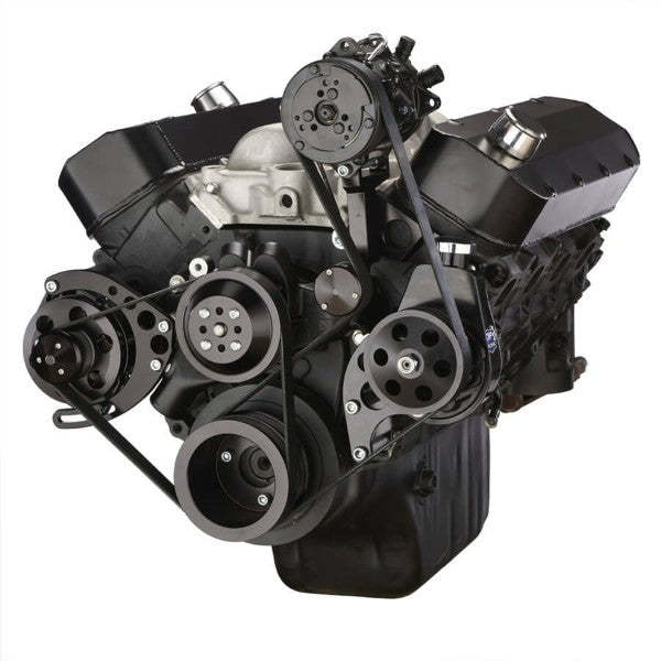 GM BB Standard Deck Compatible Front Accessory Drive - Dual-Belt Quick Serpentine with Alternator | AC | Power Steering | Water Pump | Brackets and Bolts