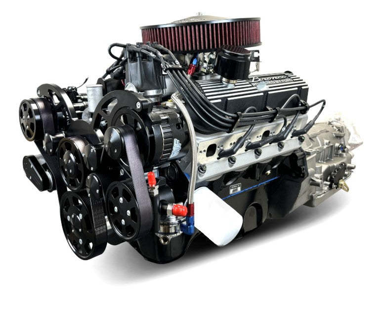 Ford Small Block Compatible 302 c.i. Engine and 4R70W Automatic Transmission - 365 Horsepower - Bronco Edition Builder Series - Black Pulley Kit - Carbureted