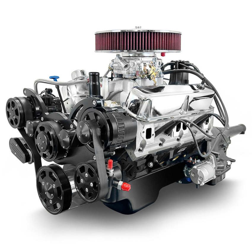Chrysler Small Block Compatible 408 c.i. Engine and 727 Automatic Transmission - 465 Horsepower - Standard Edition Builder Series - Black Pulley Kit - Carbureted