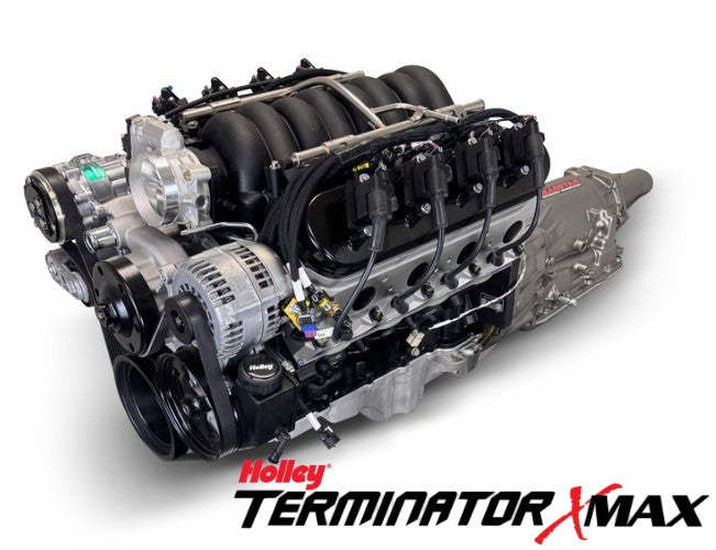GM LS Compatible 376 c.i. Engine and 4L65/70E Automatic Transmission - 530 Horsepower - Standard Edition Builder Series - Natural Pulley Kit - Holley Terminator X EFI System