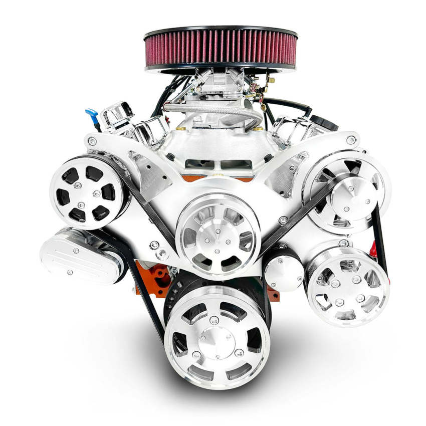 GM Small Block Compatible 427 c.i. Pro Series Engine and 700R4 Automatic Transmission - 540 Horsepower - Standard Edition Builder Series - Polished Pulley Kit - Fuel Injected