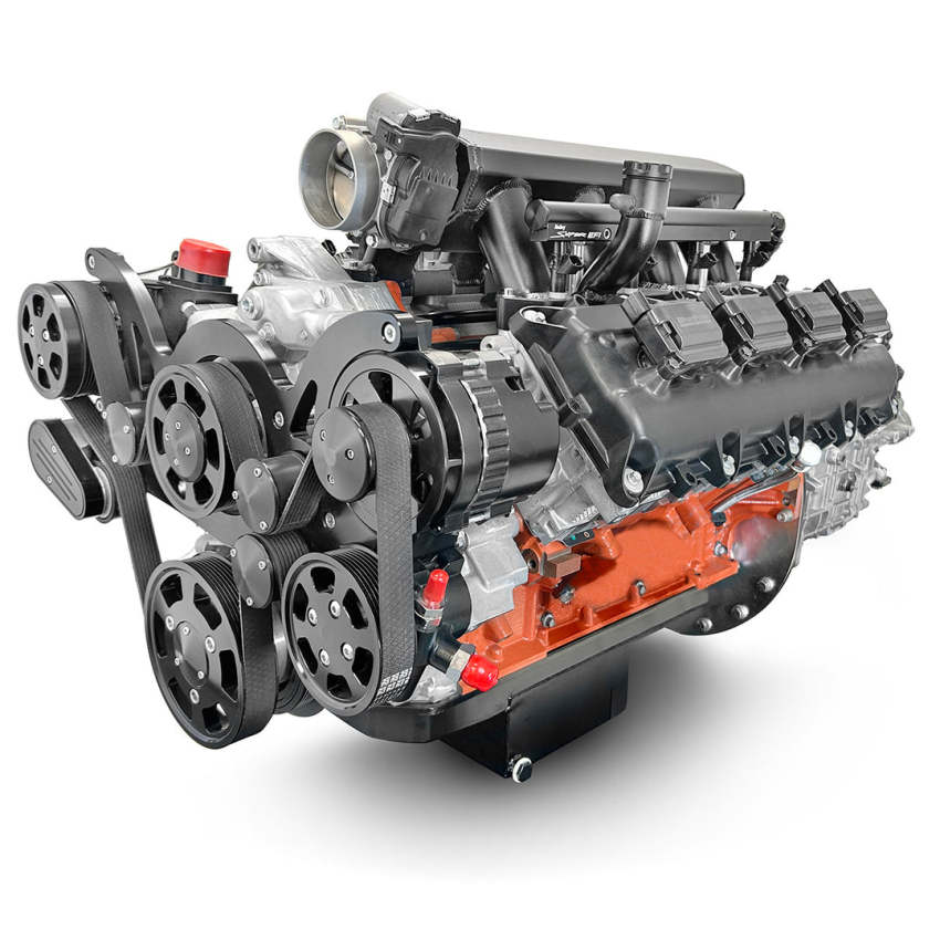 Chrysler Hemi Compatible 426 c.i. Engine and T56 Manual Transmission - 610 Horsepower - Standard Edition Builder Series - Black Pulley Kit - Fuel Injected