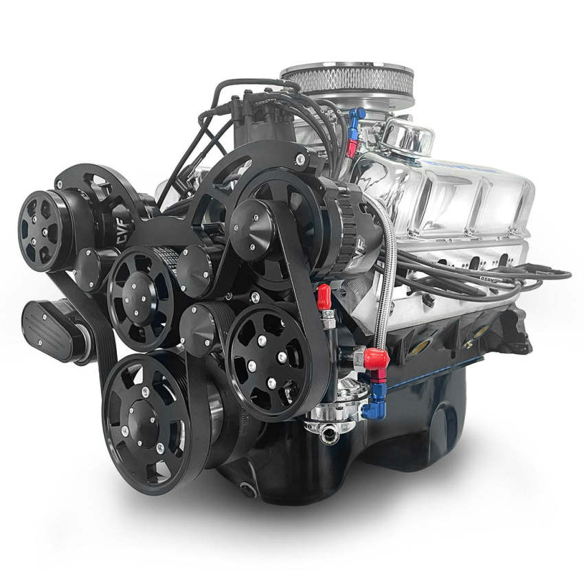 Ford Small Block Compatible 302 c.i. Engine - 361 Horsepower - Deluxe Dressed - Black Pulley Kit - Rear Sump - Carbureted