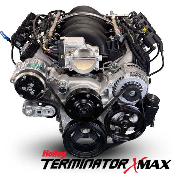 GM LS Compatible 376 c.i. Pro Series Engine - 530 Horsepower - Deluxe Dressed - Natural Pulley Kit - Holley Terminator X EFI System