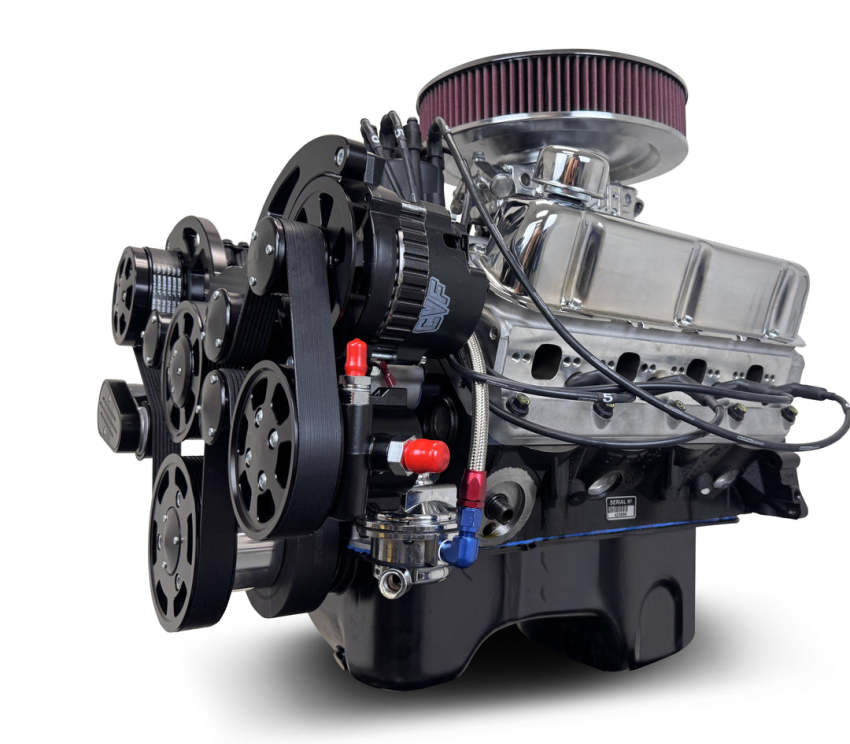 Ford Small Block Compatible 347 c.i. Engine - 415 Horsepower - Deluxe Dressed - Black Pulley Kit - Rear Sump - Carbureted