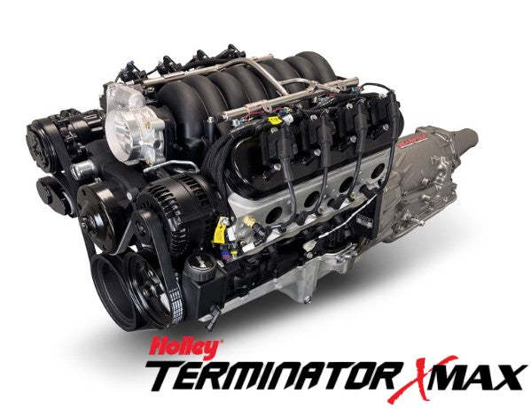 GM LS Compatible 427 c.i. Engine and 4L65/70E Automatic Transmission - 605 Horsepower - Standard Edition Builder Series - Black Pulley Kit - Holley Terminator X EFI System