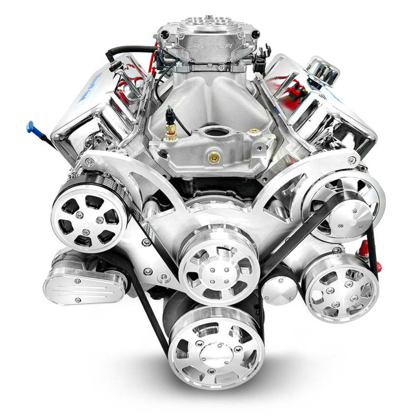 GM Big Block Compatible 496 c.i. Engine - 600 Horsepower - Deluxe Dressed with Polished Pulley Kit - Fuel Injected