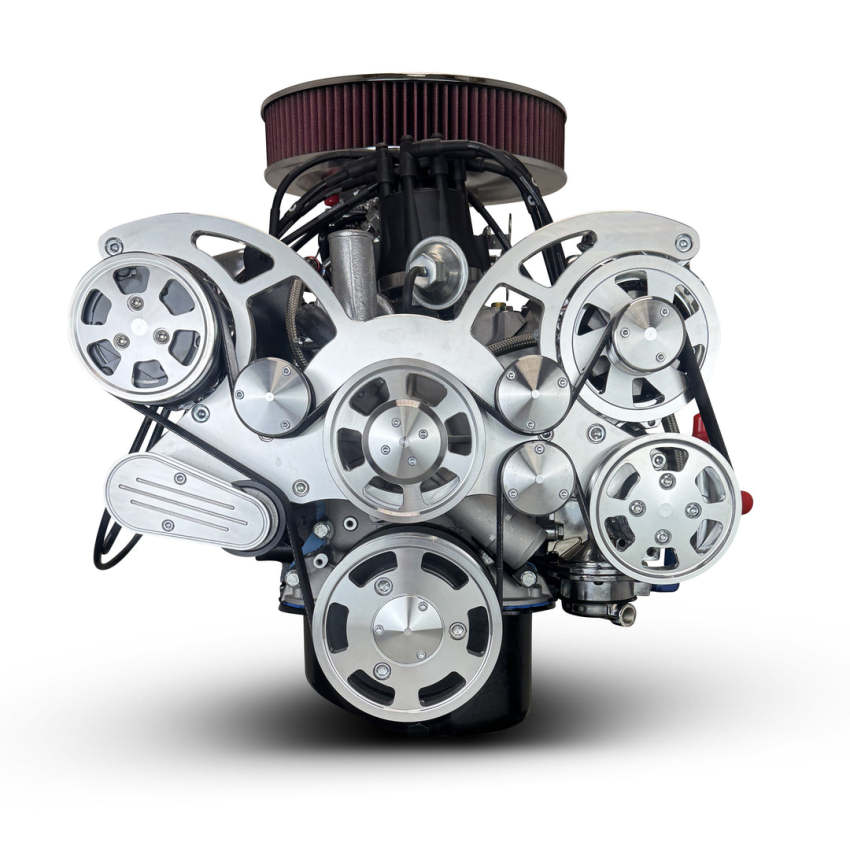 Ford Small Block Compatible 347 c.i. Engine - 415 Horsepower - Deluxe Dressed - Polished Pulley Kit - Rear Sump - Carbureted
