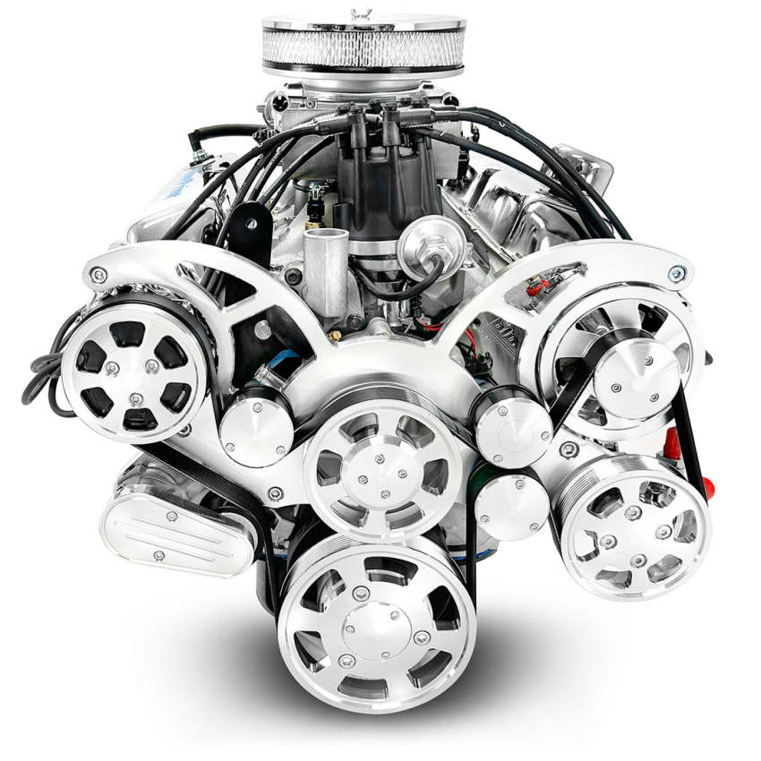 Ford Small Block Compatible 302 c.i. Engine - 361 Horsepower - Deluxe Dressed - Polished Pulley Kit - Rear Sump - Fuel Injected